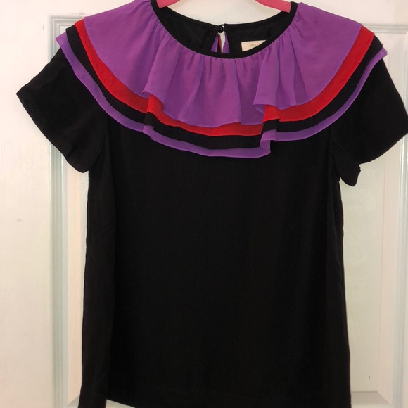 Kate Spade Ruffle Collar Silk Top - Picture 2 of 5